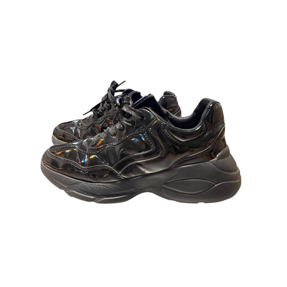 Women Black Patent Chunky Sneakers By‎ Lucky Step Size 9 M